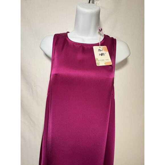 BEFORE YOU Magenta Maxi Length Shift Dress NWT Wedding Guest Classic Pockets - Picture 1 of 10